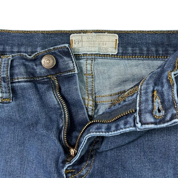 Free People FP Size 26R Distressed Skinny Medium Wash Cropped Denim Jeans Ankle - Picture 4 of 8